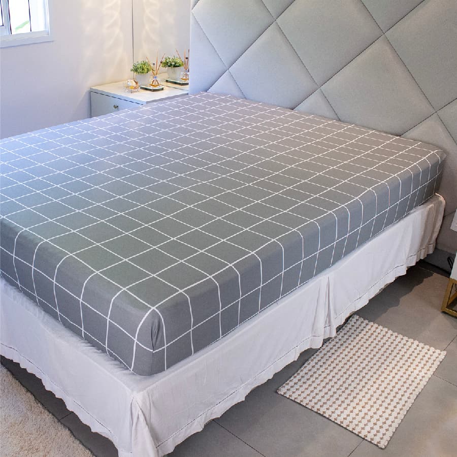 Lençol Queen Avulso Estampado 150 Fios Percal Com Elástico 100% Algodão Cozzilar