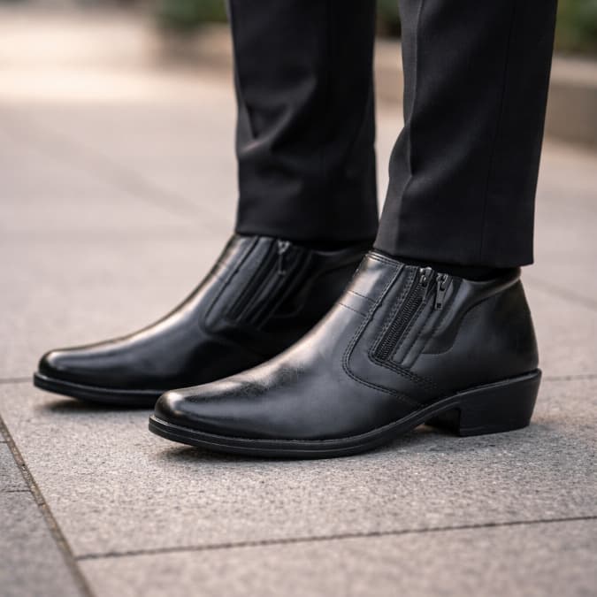 Bota Social Masculina Detalhe Em Zíper Clássico