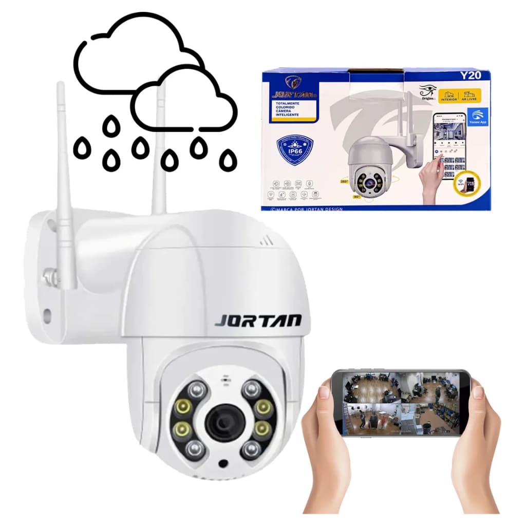 Câmera de Segurança Wifi Externa Hd Visão Infravermelho Led IP66 Jortan Yoosee A02 Cor Branca