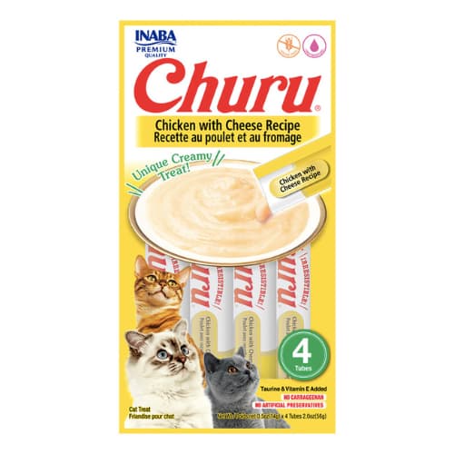 Churu Inaba Gatos Frango com Queijo 4 Tubes Petisco Cremoso Premium