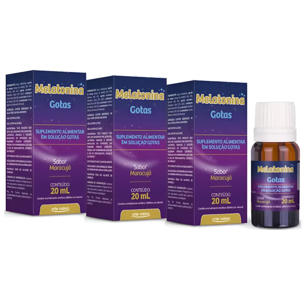 3x Melatonina Sabor Maracujá 20mL - Arte Nativa