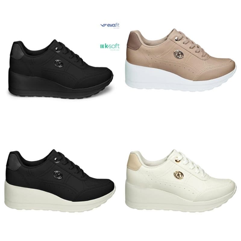 Tênis Anabela Sneaker Kolosh Plataforma Calce Fácil C1402B