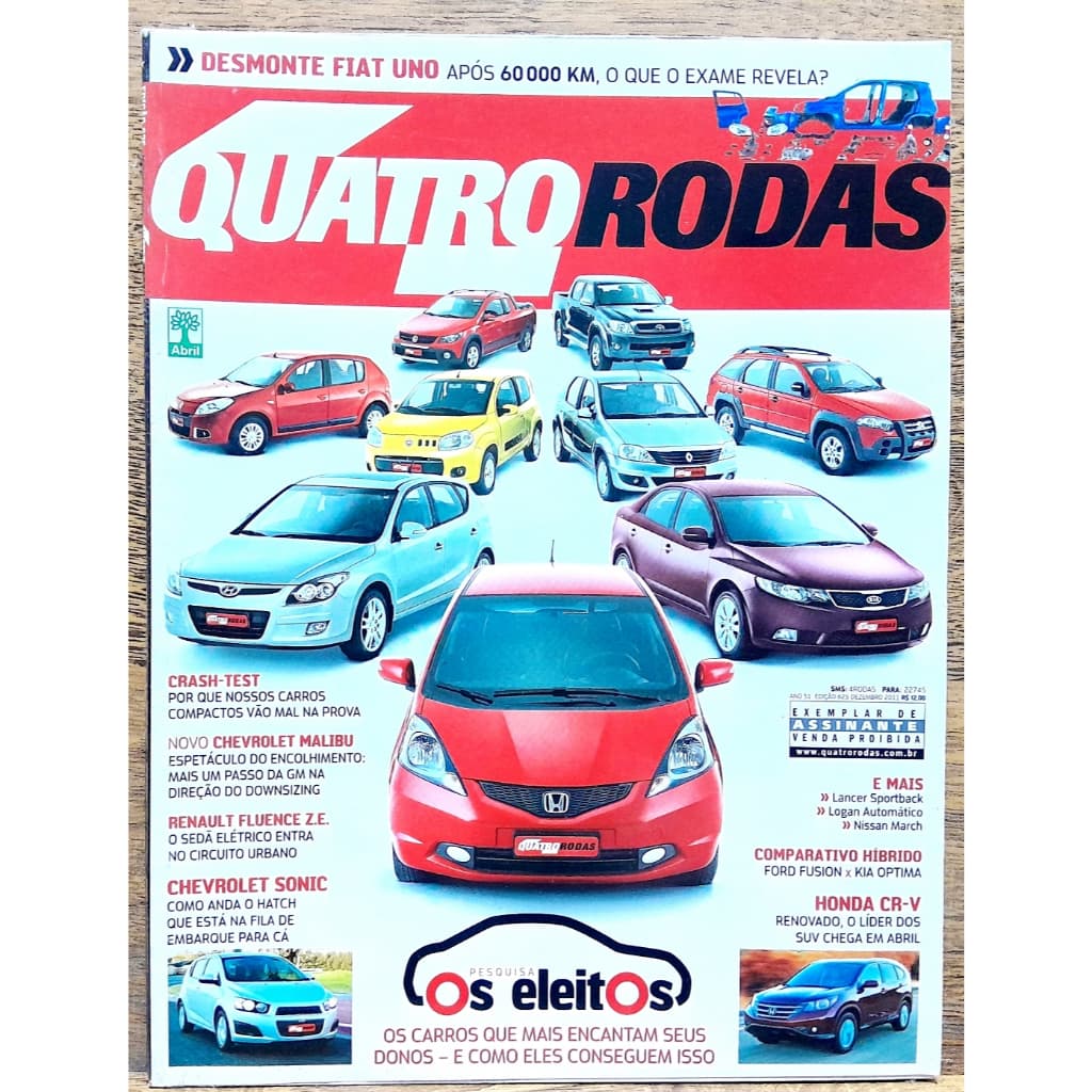 Revista Quatro Rodas 625 Cr-v Fusion Hybrid Optima Híbrido Malibu Fluence Sonic