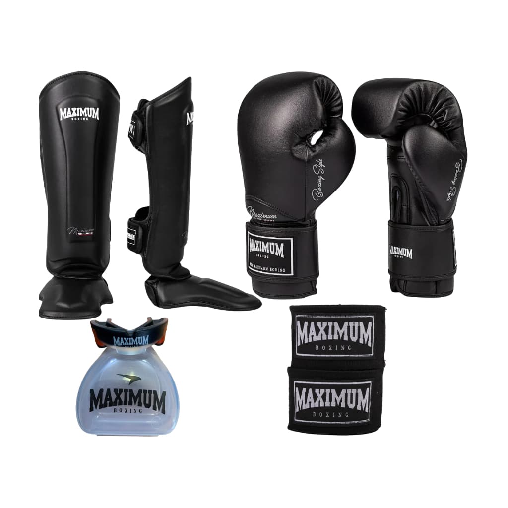 KIT LUVA BANDAGEM DE 5 METROS CANELEIRA MAXIMUM BOXE MUAY THAI MMA