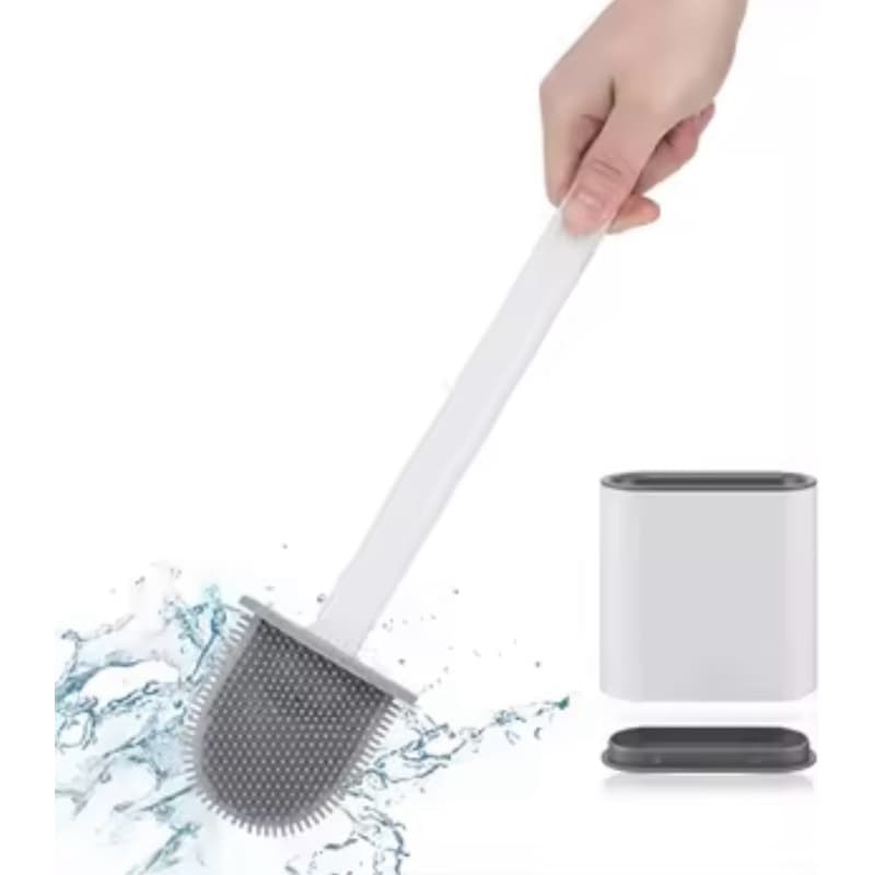 Escova Sanitária de Silicone para Limpeza de Vaso Sanitário Banheiro com Suporte