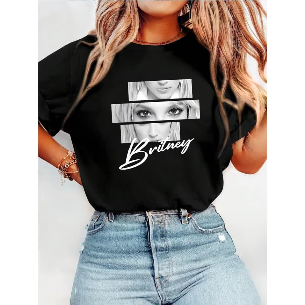 Camiseta Feminina  100% Algodão Britney Spears Exclusiva Estilo Pop Fashion