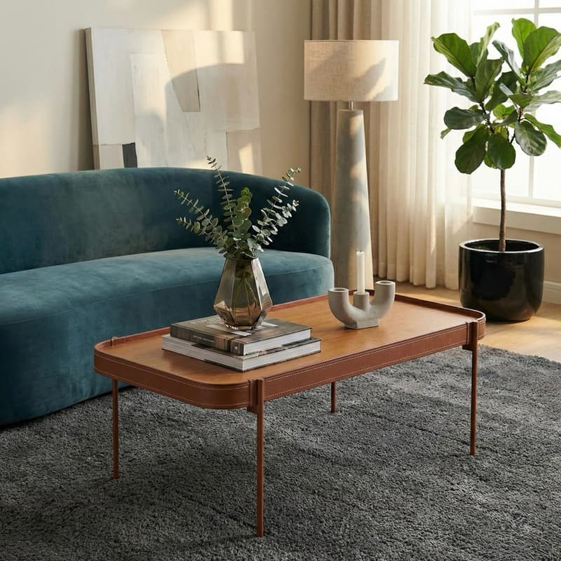 Mesa de Centro Sala Escritório Home Decoração Nature Pés Metal Cobre - DECORA MÓVEIS ONLINE