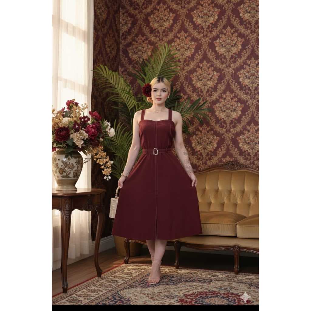 Vestido Midi Feminino Tecido Marrante Confortável Caimento Leve Elegante  Outras variações:  Vestido Midi Marrante Senso
