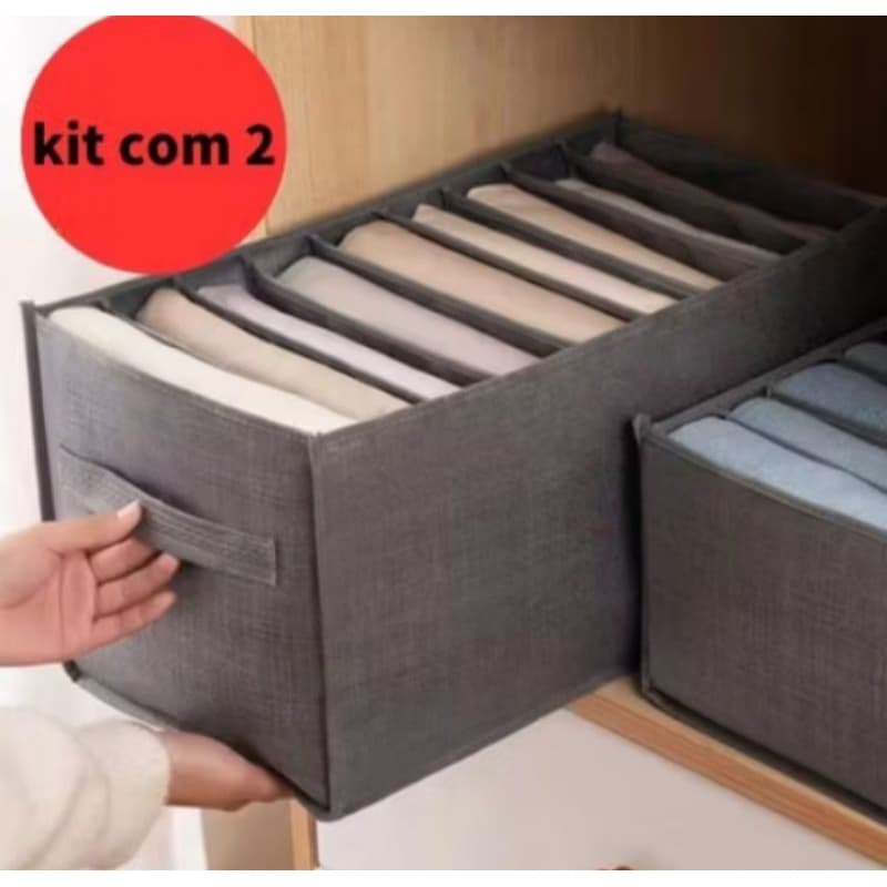 kit 2 Organizador De Roupa GRANDE com 9 divisorias Dobrável Para Armário Gaveta de roupas Guarda roupa TAMANHO 44x25x20