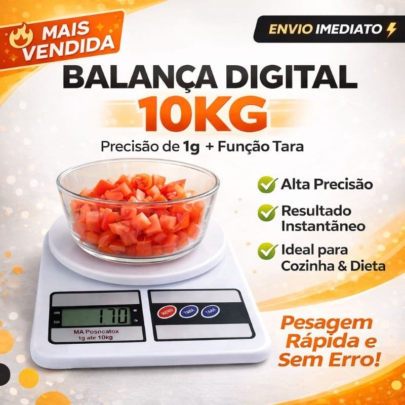Balança Cozinha Digital Precisao Alta Capacidade 10 Quilos Escala Digital Utensilio Culinario Peso Alimentos Compacta