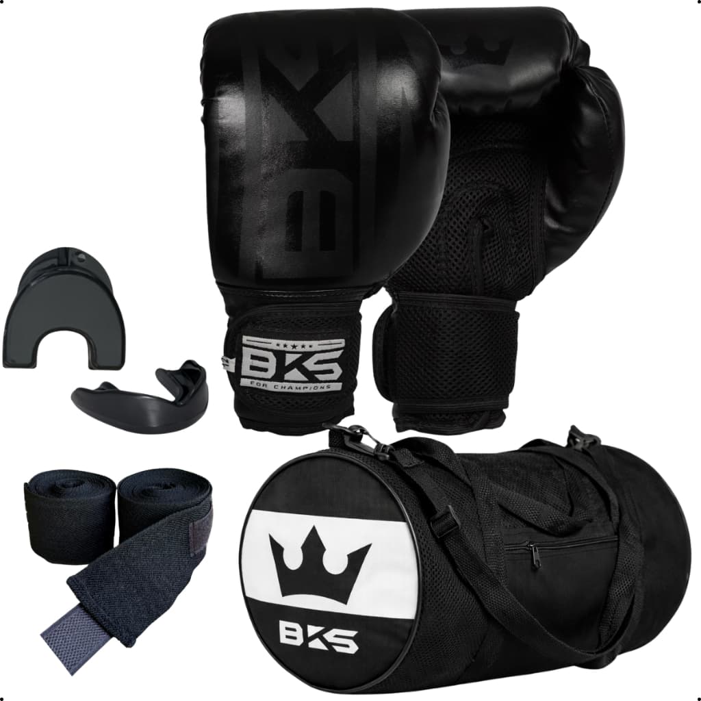 Kit BKS Luva Boxe Sparring 8/10/12/14/16oz Kickboxing Muay Thai + Bolsa + Bandagem 3m + Bucal