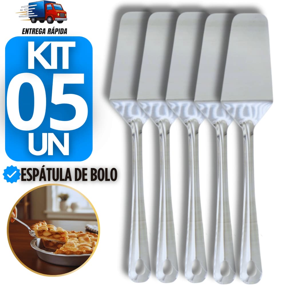Combo 05 Espátula Para Cortar Pegar Bolo Torta Pudim Sobremesas Culinária Pegador Inox Espátulas