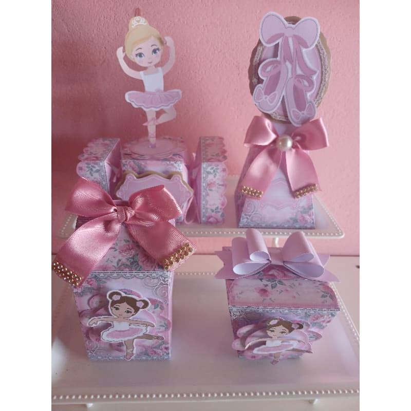 Kit Lembrancinhas Bailarina Personalizadas | Caixa Milk, Pirâmide, Bala e Sushi | Festa Infantil
