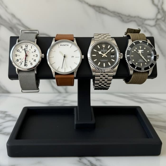 Suporte para Relógio Porta Joias Premium Organizador Moderno Expositor Luxo Para 4 Relógios