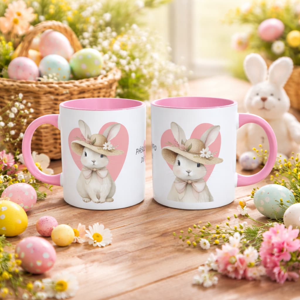 Caneca Personalizada Páscoa Decoração Cozinha Presente Porcelana 325ml