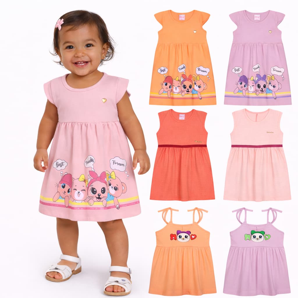 Vestidos Premium de Verão Menina Infantil Sortido