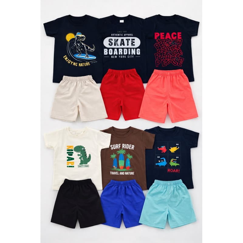Kit 3 Conjunto Menino Masculino infantil são 3 bermuda e 3 camiseta