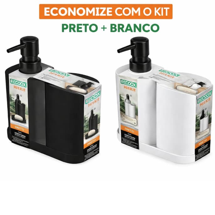 Kit Banheiro 3 peças Ordene dispenser sabonete + porta escova + porta sabonete – Preto ou Branco