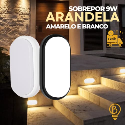 Arandela LED Tartaruga 9W Sobrepor 220v | Branco ou Preto • Luz Amarela