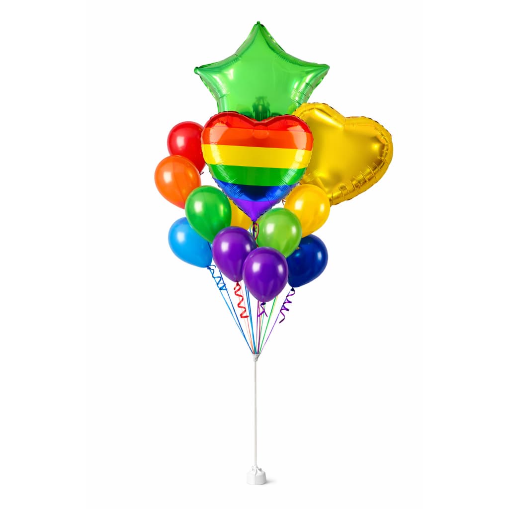 Balão de coração arco iris