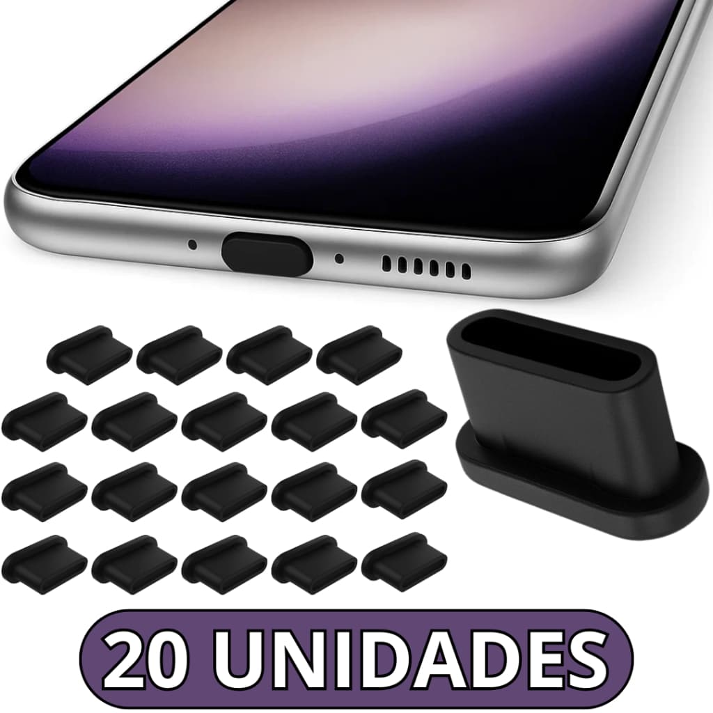 20 Unidades Tampinhas USB C Anti Poeira Para Celular Notebook Tampa Plug Proteção Contra Sujeira