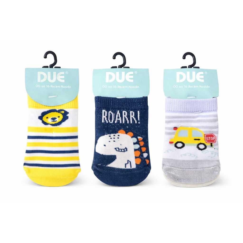 Kit 3 Pares Meia Infantil Masculina Algodão Conforto Meninos (tamanho recém nascido ao 16) Sortidas