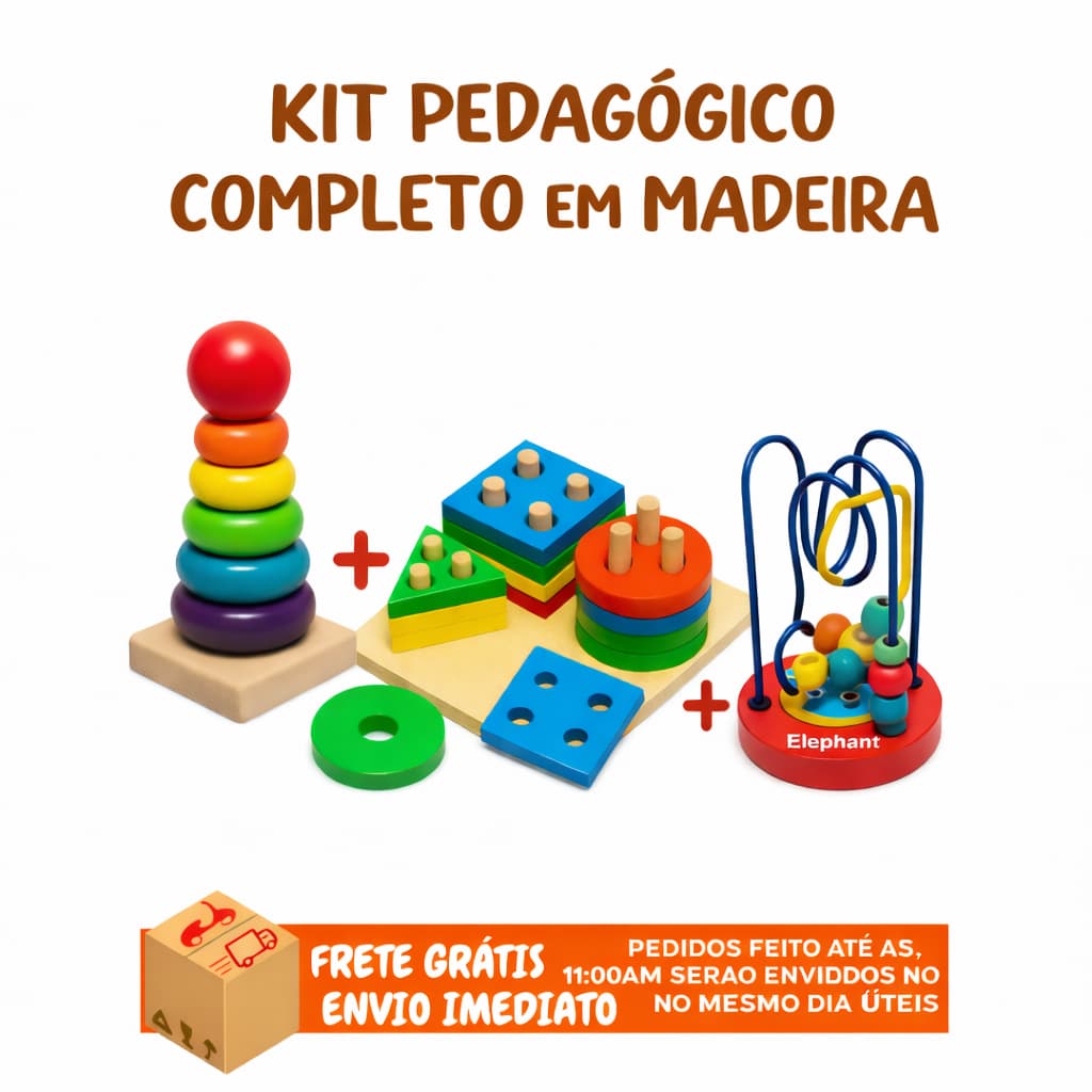 Kit Brinquedos Pedagógicos Infantil Educativos 3 em 1 • Coordenação e Aprendizado , concentração