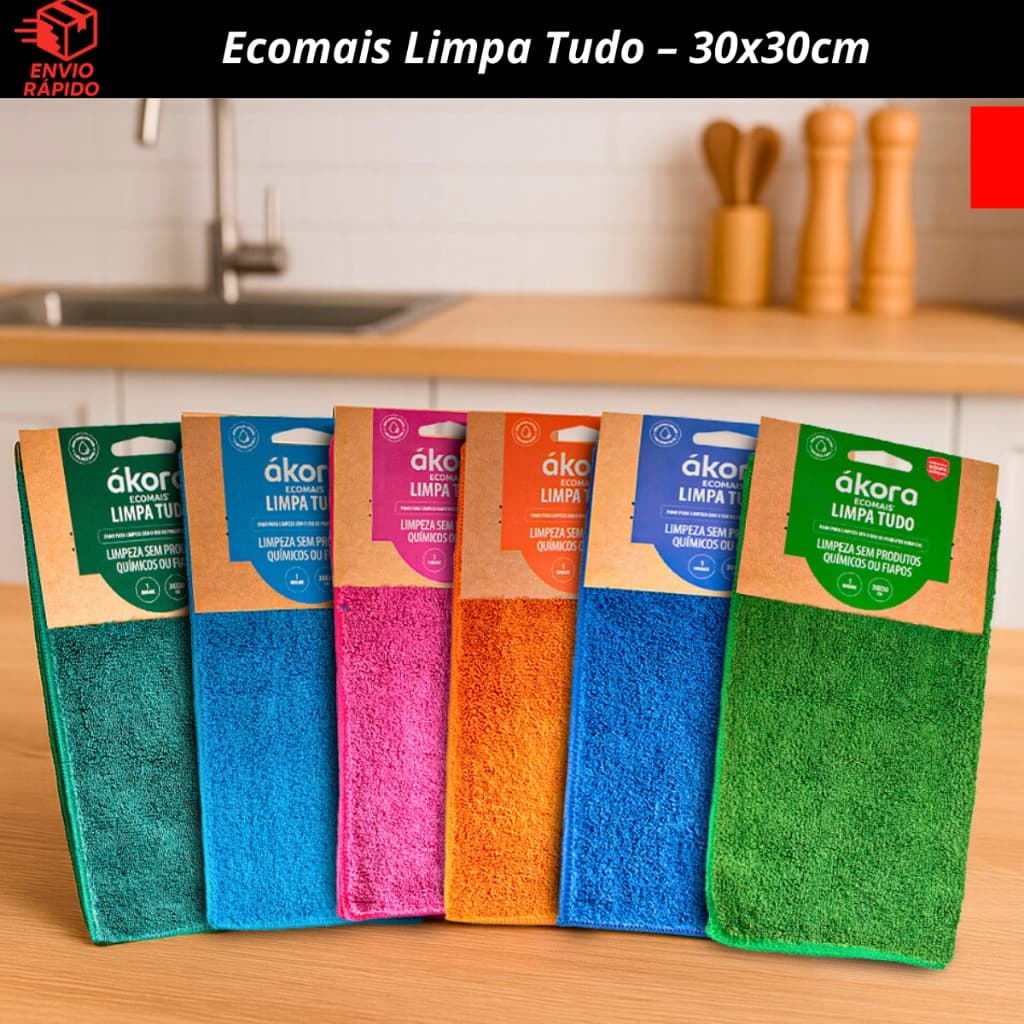 Pano Limpa Tudo Ecomais Ákora Super Absorvente  Limpa Diversas Superfícies Só com Água e Não Risca