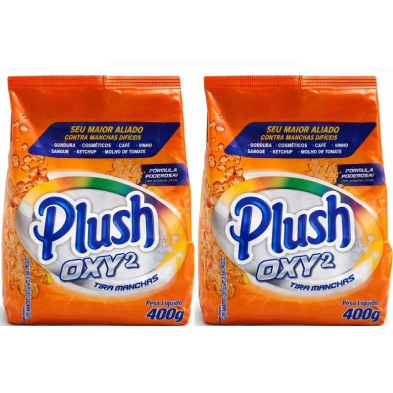 Kit 2 Tira Manchas Plush OXY2 400g em Pó | Remove Manchas Difíceis | Roupas Brancas e Coloridas