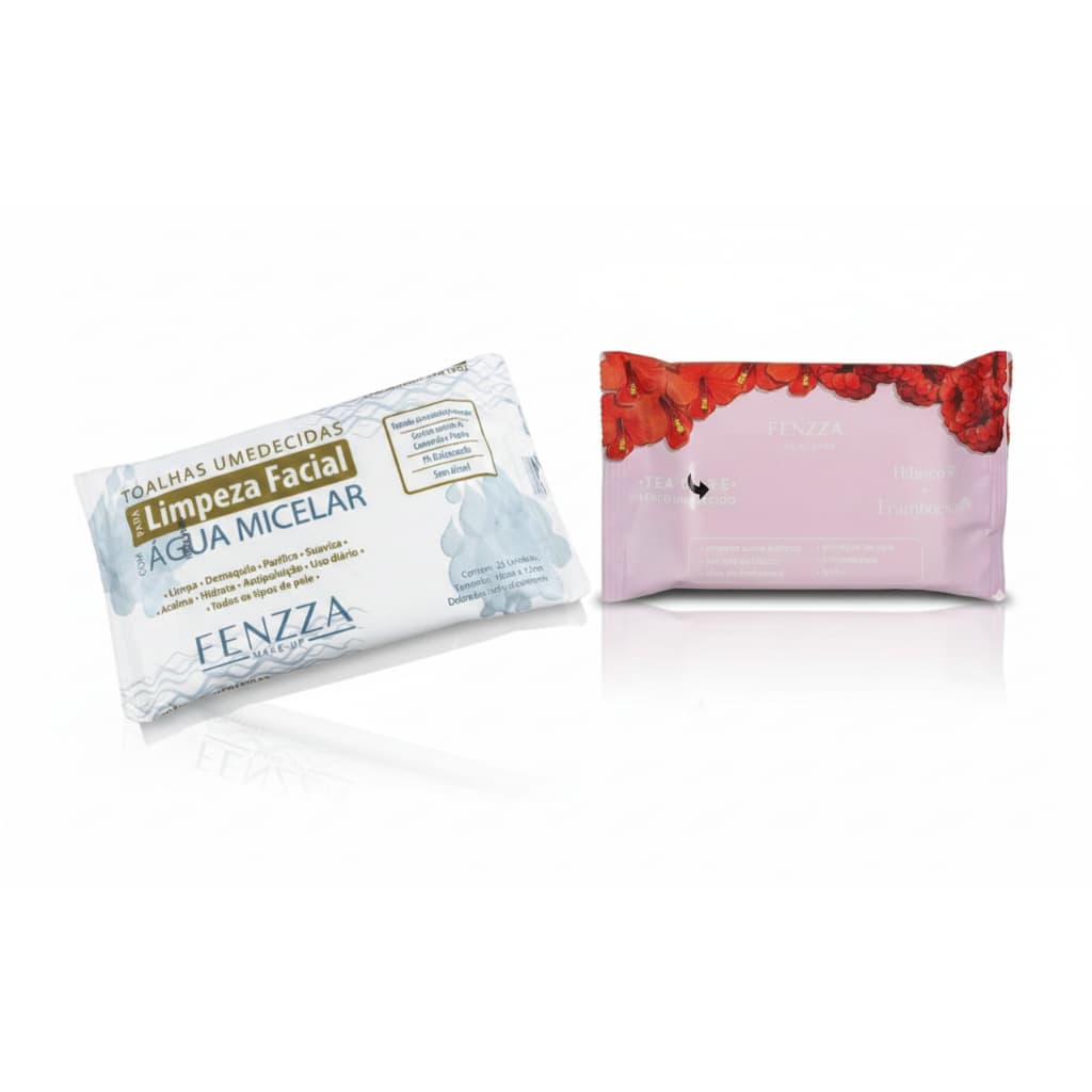 Lenço Umedecido Demaquilante de Maquiagem Toalha Limpeza Facial Água Micelar | Hibisco + Framboesa Fenzza