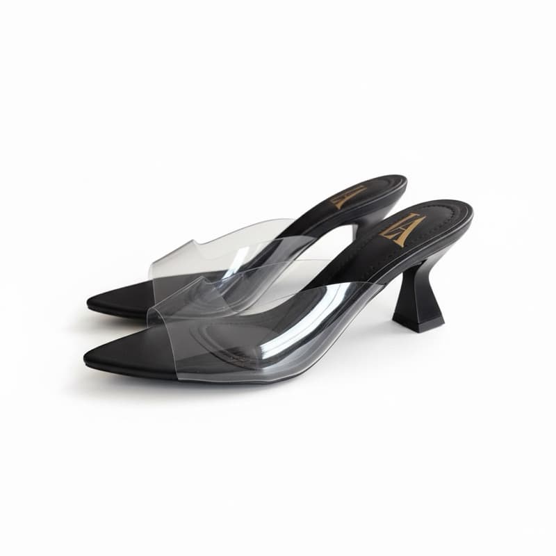 Sandalia Feminino Bico Fino Salto 6cm Transparente Vinil 6cm – Scarpin Elegante Moderno para Festa e Trabalho