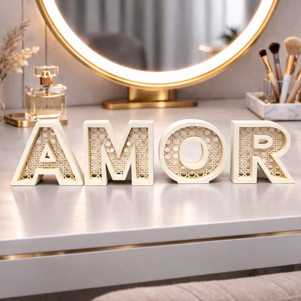 Letras Decorativas Malha Rattan A a Z – Personalize Nome, Quarto e Ambiente