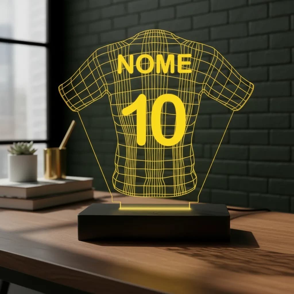 Luminária Led 3d | Camisa Time Futebol   2 Abajur Presente Criativo Decoração