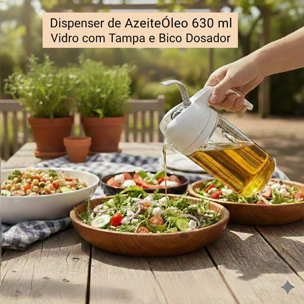 Dispenser Azeite Vidro 630ml Controle Dosagem Funcionalidade Conservacao Praticidade