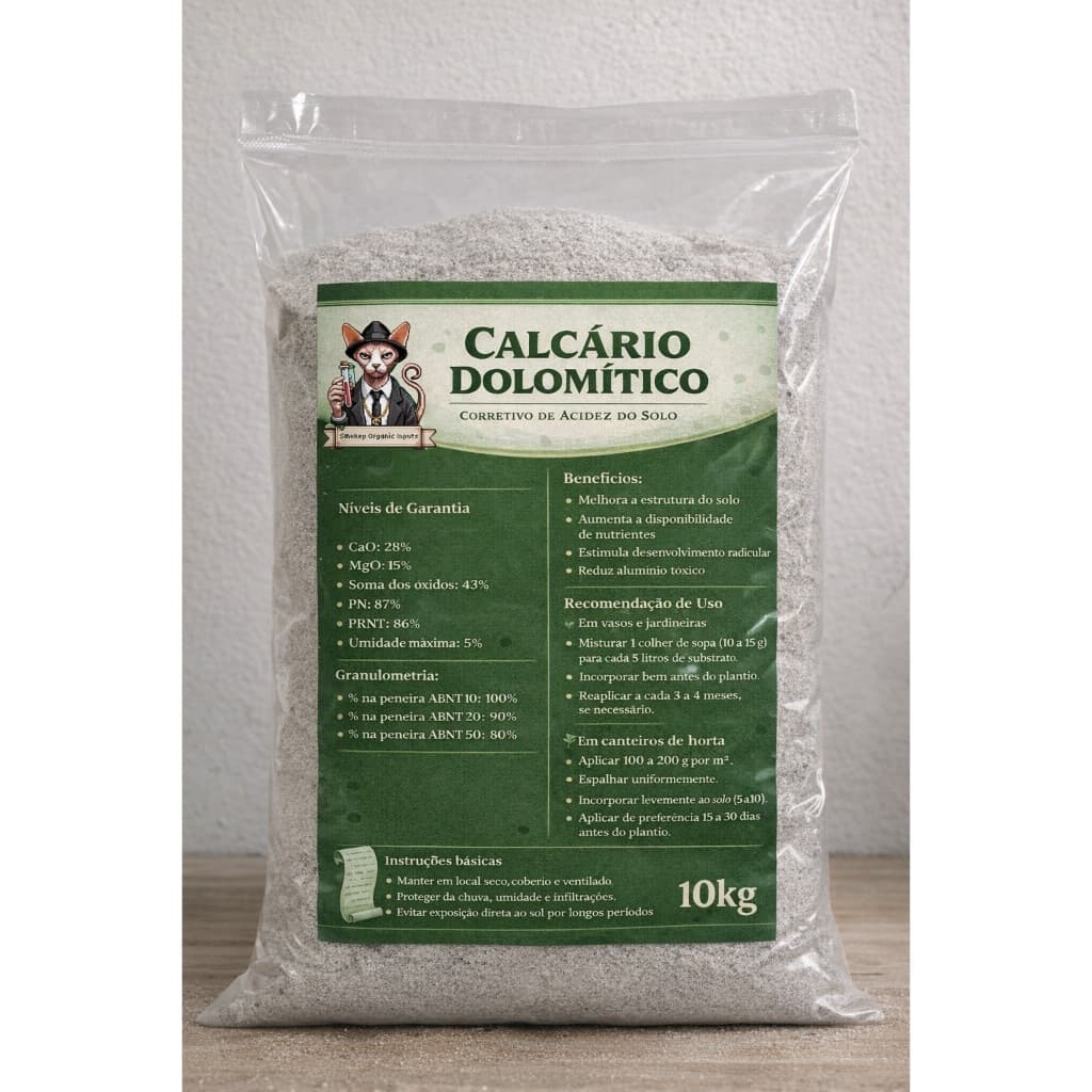 Calcário Dolomítico 10kg PRNT 86% Corretivo de Solo Rico em Cálcio e Magnésio Agrícola