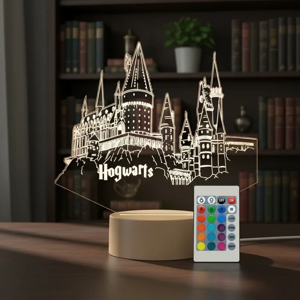 Luminária Led 3d | Harry Potter Hogwarts | Abajur