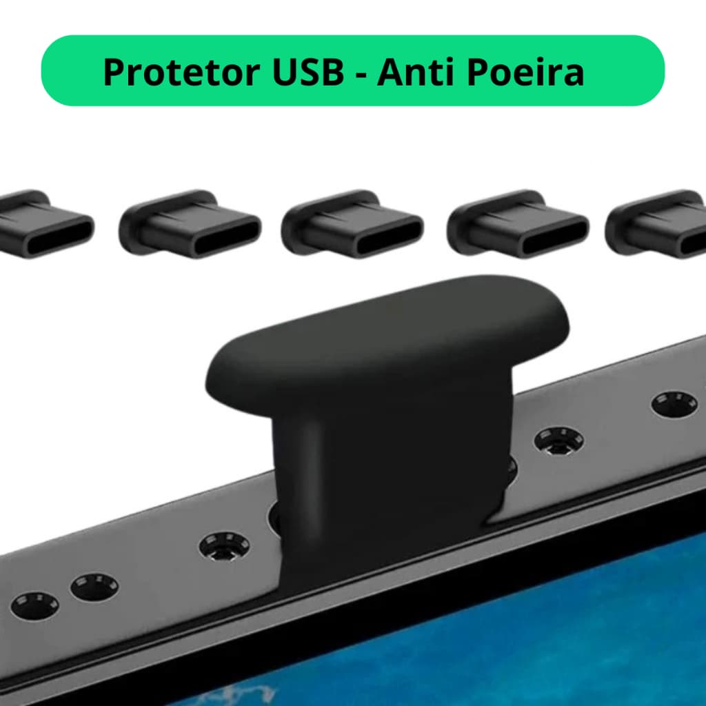 Kit Protetor USB Tipo C Anti Poeira Silicone Tampa Entrada Celular Notebook 3 5 10 20 Unidades