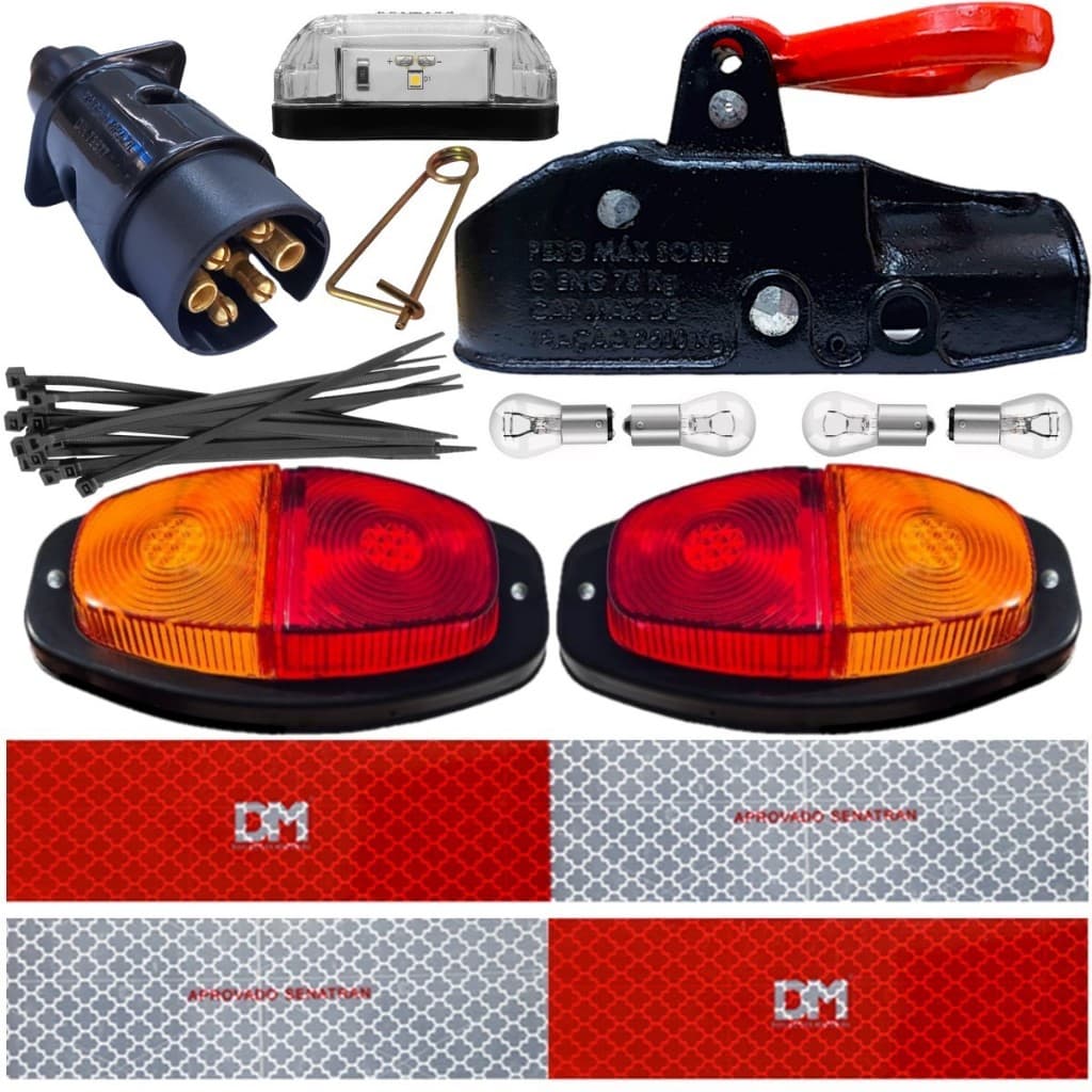 Kit Eletrico Carretinha Reboque Lanterna Canoinha Com Munheca e Sem Cabo