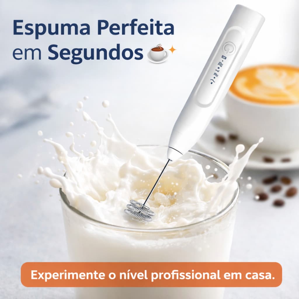 Mini Mixer Elétrico Portátil Recarregável USB Batedor de Café Shake Ovos Branco