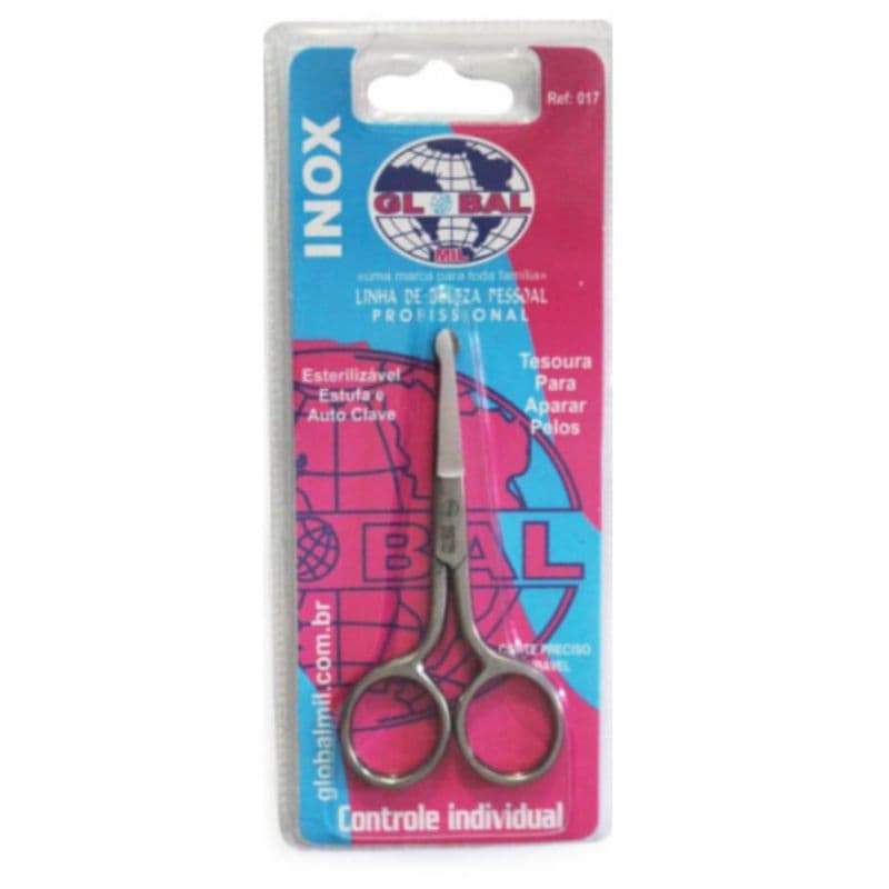 01 Tesoura Para Pelos e Nariz Global Mil Ref. 017