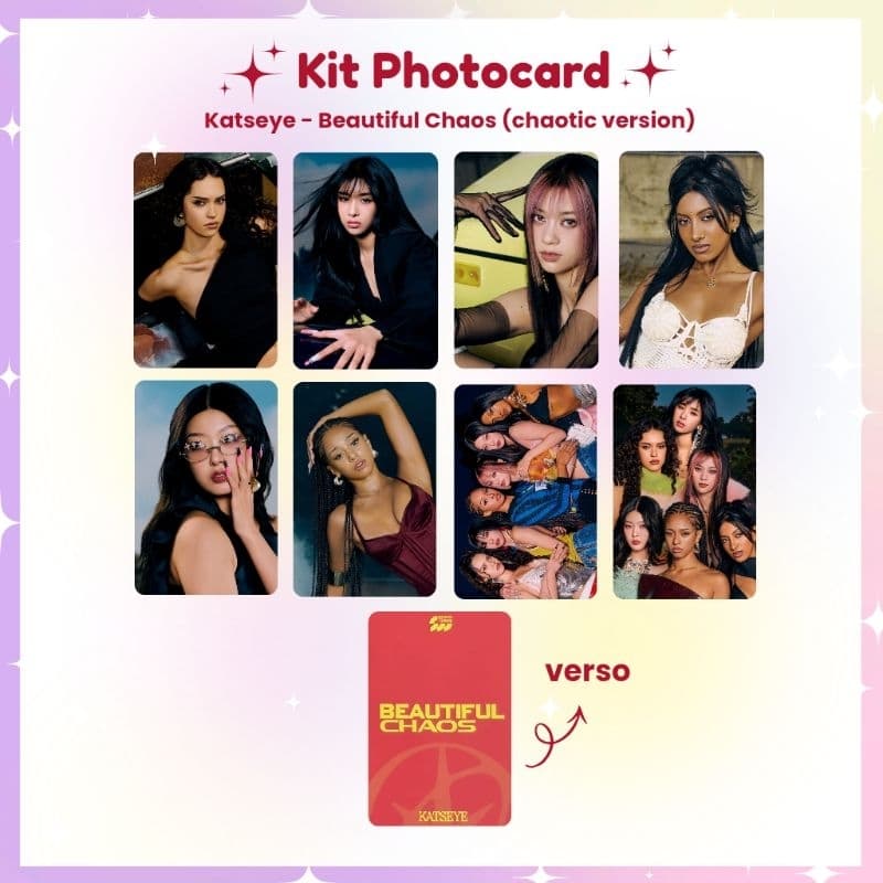Kit 8 Photocards Katseye Beautiful Chaos (chaotic version) - Photocard Fanmade fotos prontas (LEIA A DESCRIÇÃO)