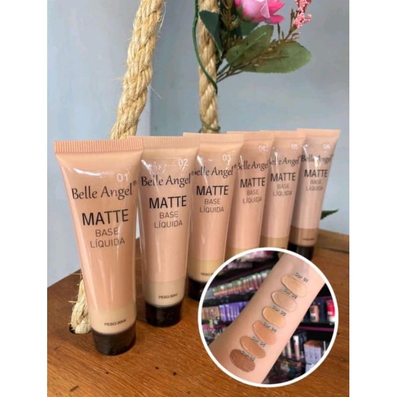 Base Líquida Matte Belle Angel 30ml com Cobertura Uniforme e Secagem Rápida