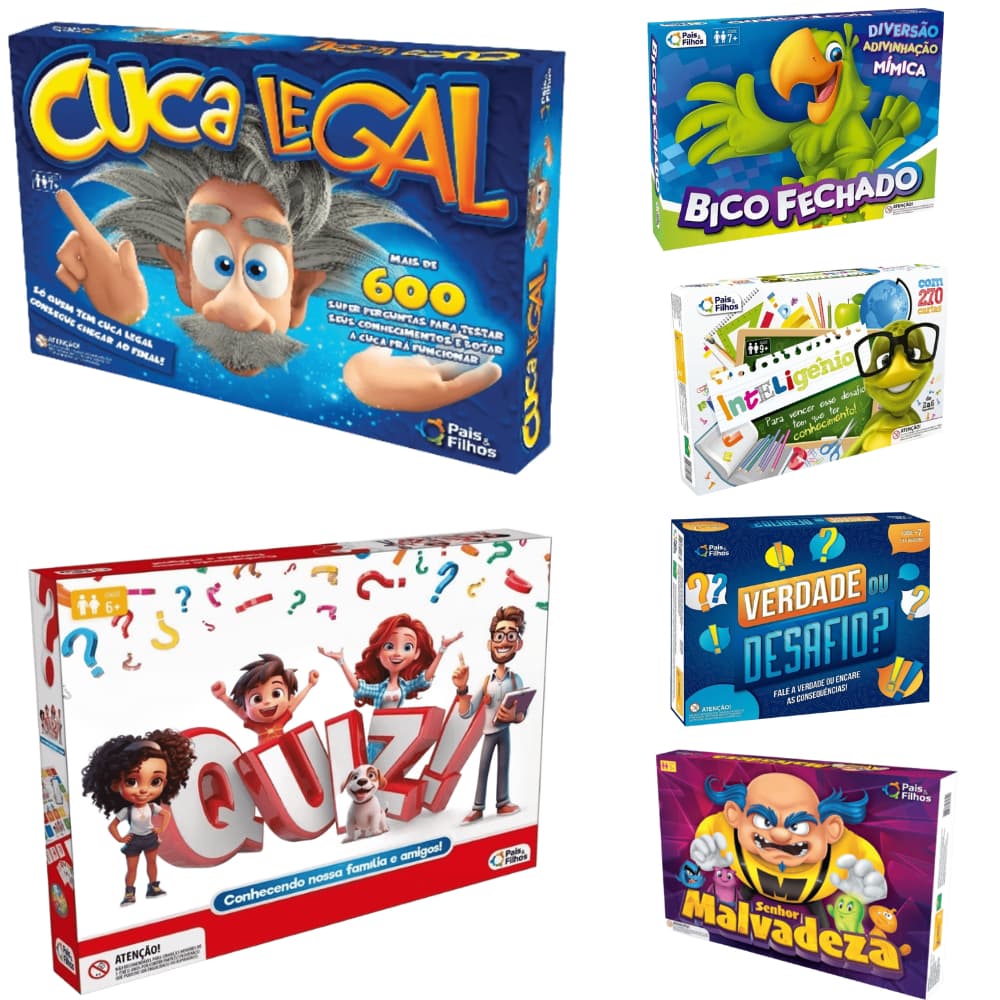 Jogo de Tabuleiro Pais & Filhos Original | Cuca Legal + Verdade ou Desafio + Mímica + Quiz |Escolha