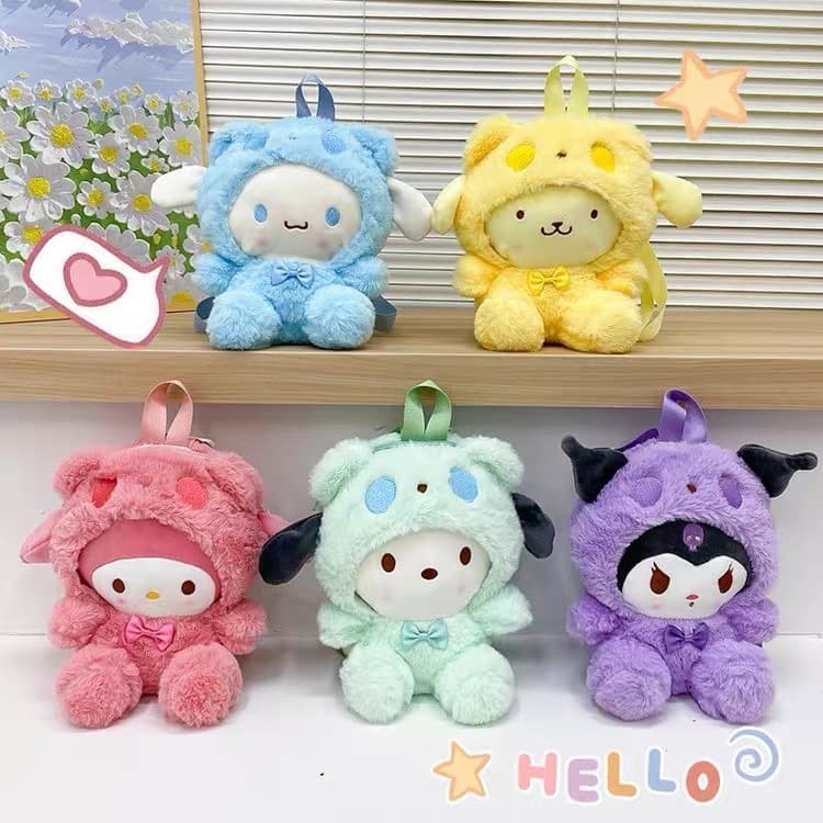 Mochila Infantil de Pelúcia Personagem Fofo Para Creche Bolsa de Criança Unissex Macia para Passeios, Escola e Presentes