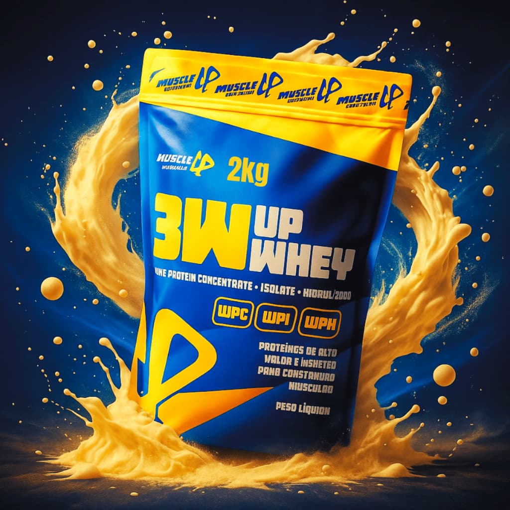 Whey Protein 3w 2kg 100% Puro 24g De Proteína / Dose (30g) Muscle Up Nutrition - SABORES