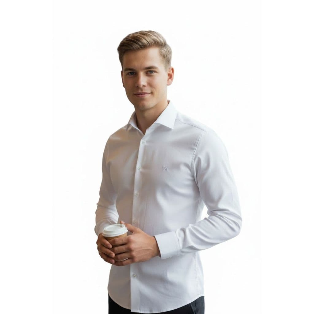Camisa Social Branca, Camisa de Colarinho Italiano