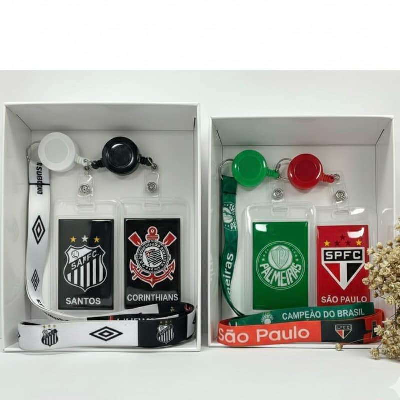 Cordão Porta Crachá Times Retrátil com Cordão