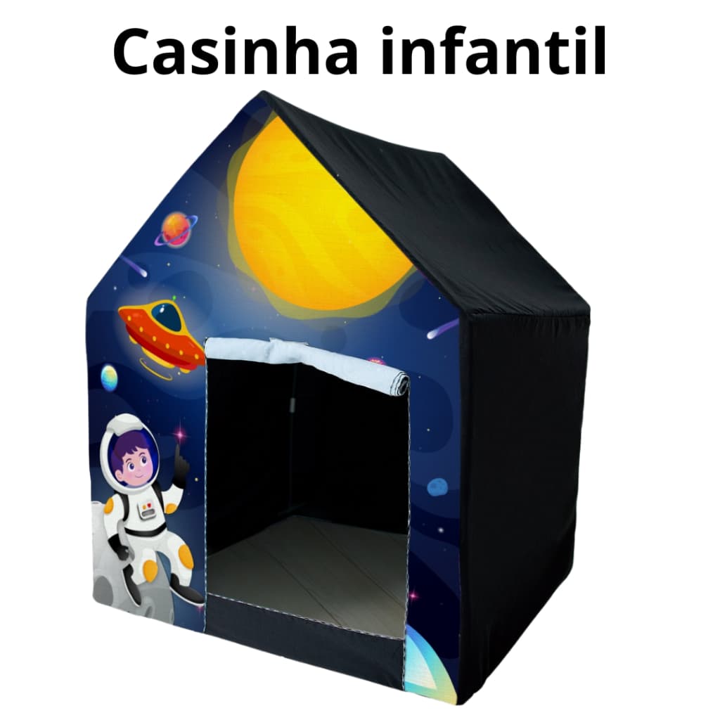 Casinha Infantil Foguete Astronauta Barraca Cabana Menino Tenda Crianças Sol Toca Desmontável Tecido