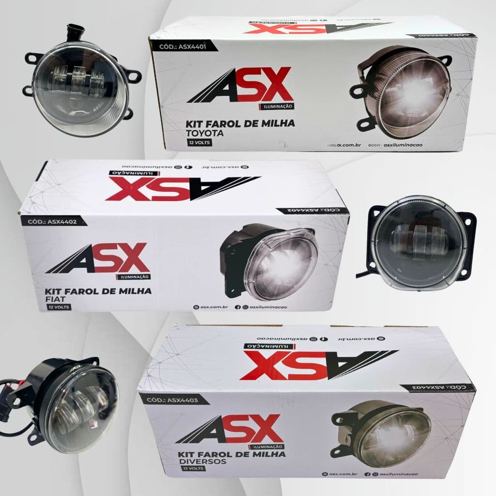 ASX - Kit Farol De Milha Neblina Auxiliar com Led Embutido Universal 40w 5000lm 6000k