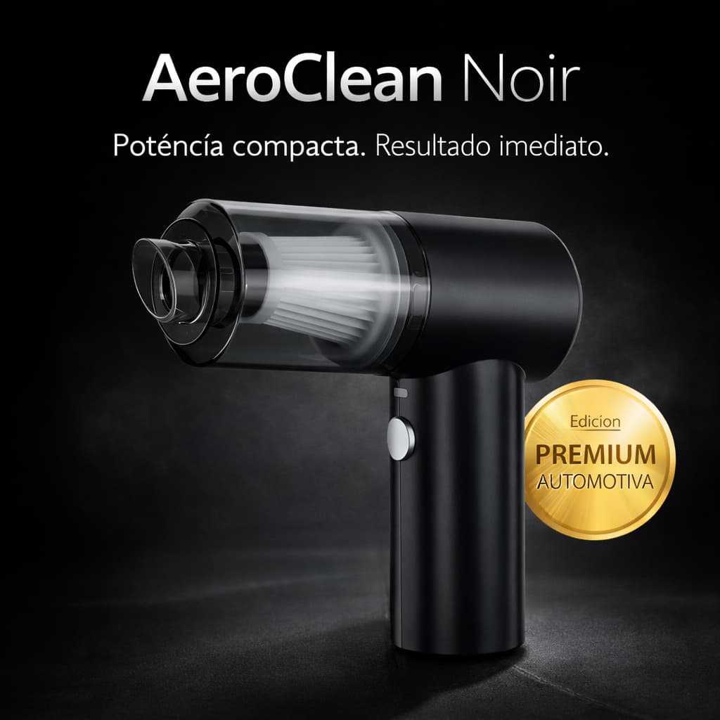 Aspirador Portátil Automotivo AeroClean Noir Sem Fio Recarregável USB para Limpeza de Carro